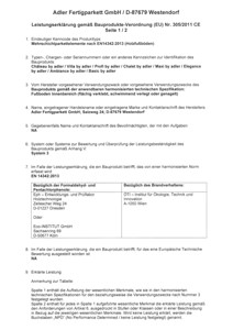 Leistungserklärung gemäß Bauprodukte-Verordnung