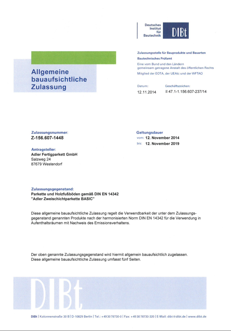Bauaufsichtliche Zulassung Basic by adler