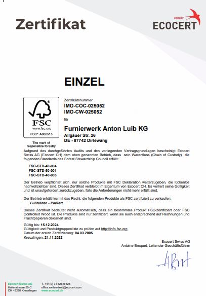 FSC Zertifikat