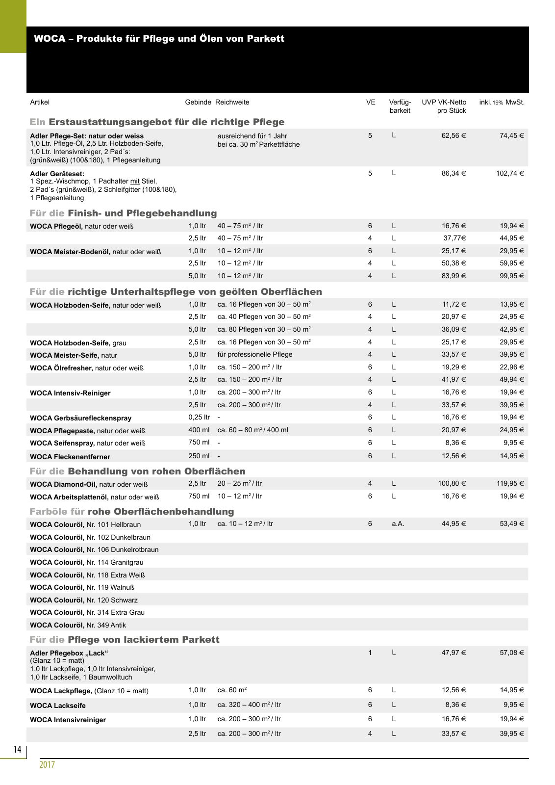 Vorschau Adler Parkett Preisliste 2017-1 Seite 14