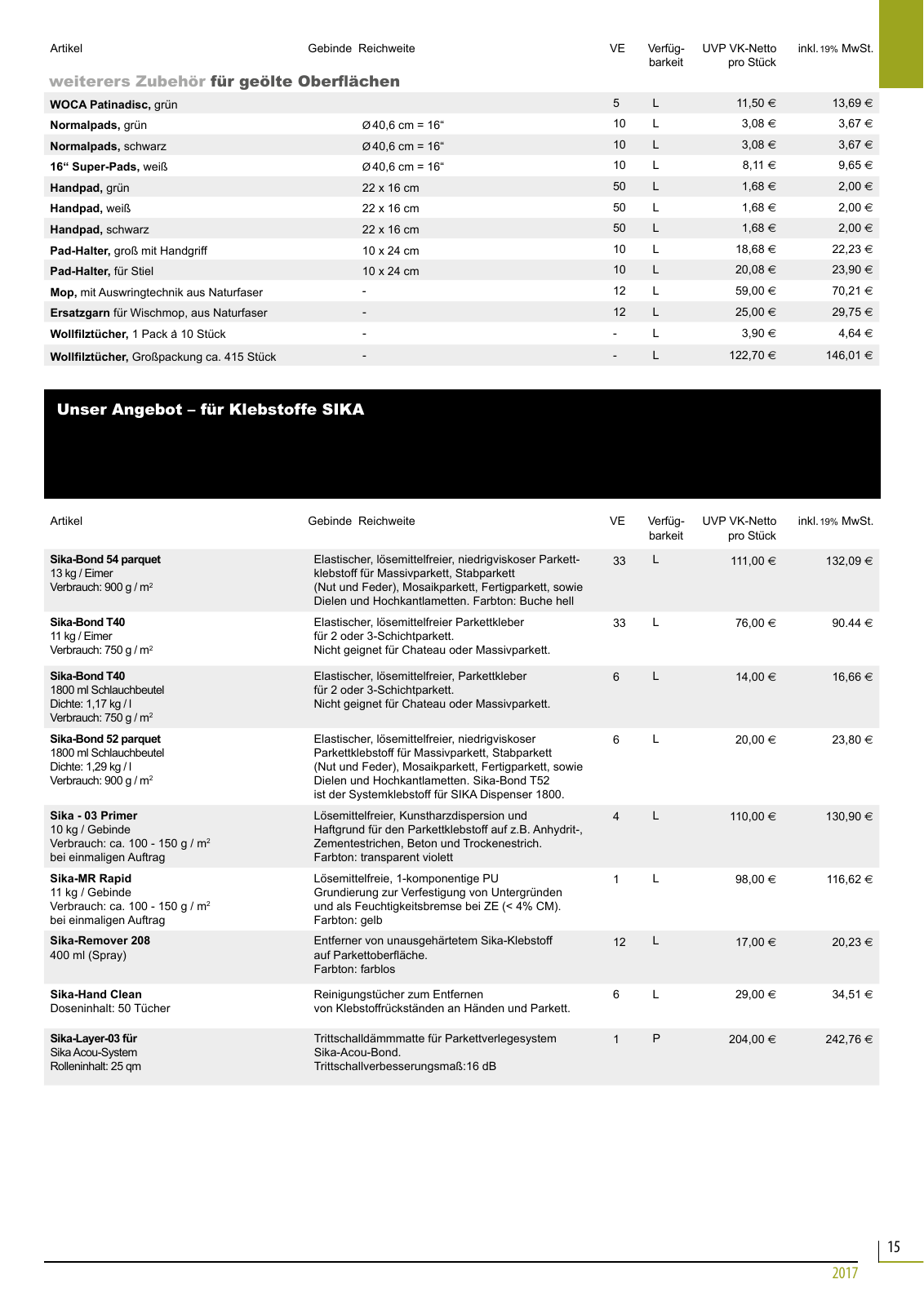 Vorschau Adler Parkett Preisliste 2017-1 Seite 15