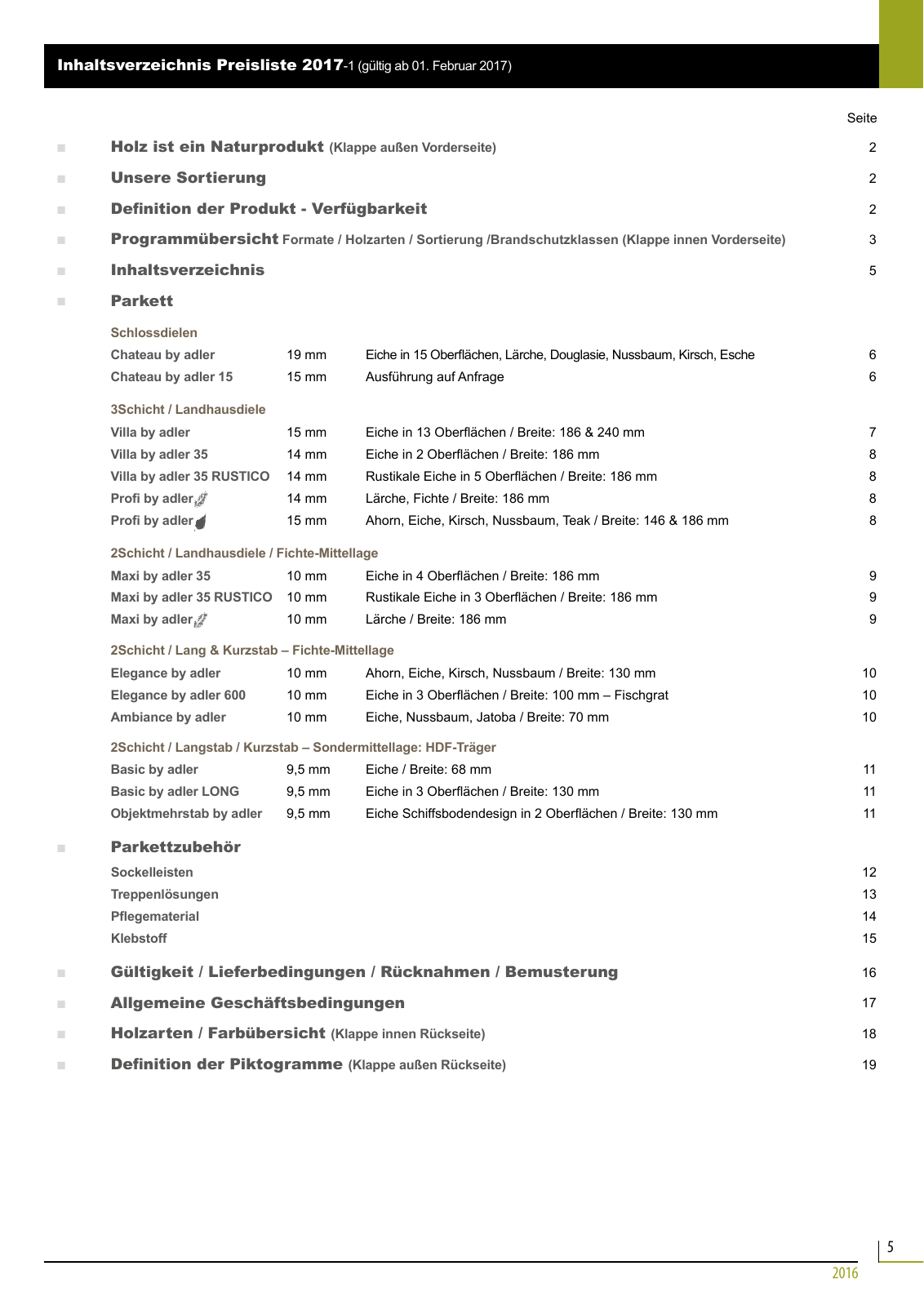 Vorschau Adler Parkett Preisliste 2017-1 Seite 5