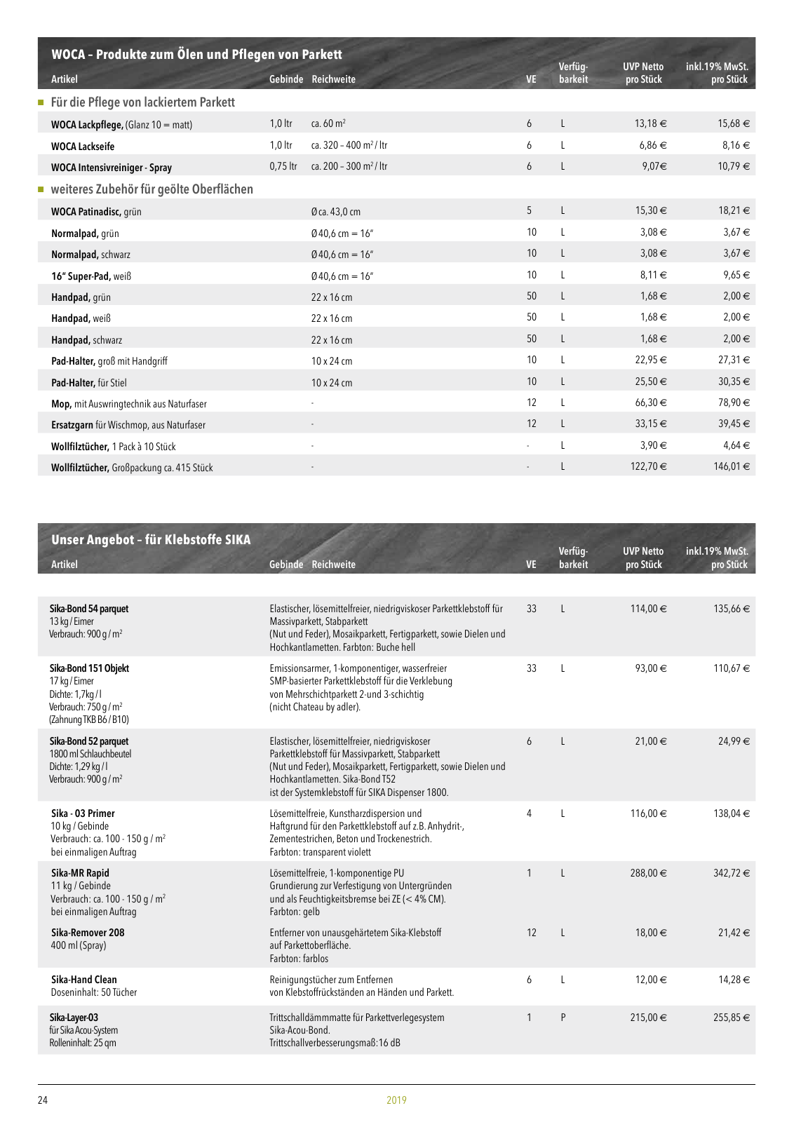 Vorschau Adler Parkett Preisliste 2019 Seite 24