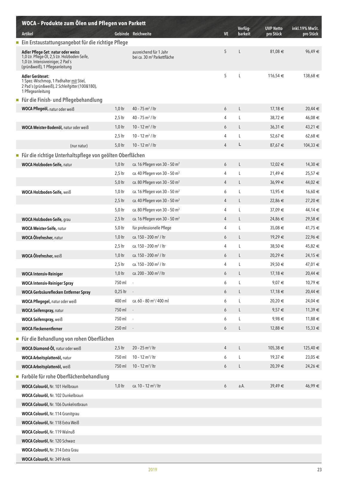 Vorschau Adler Parkett Preisliste 2019 Seite 23