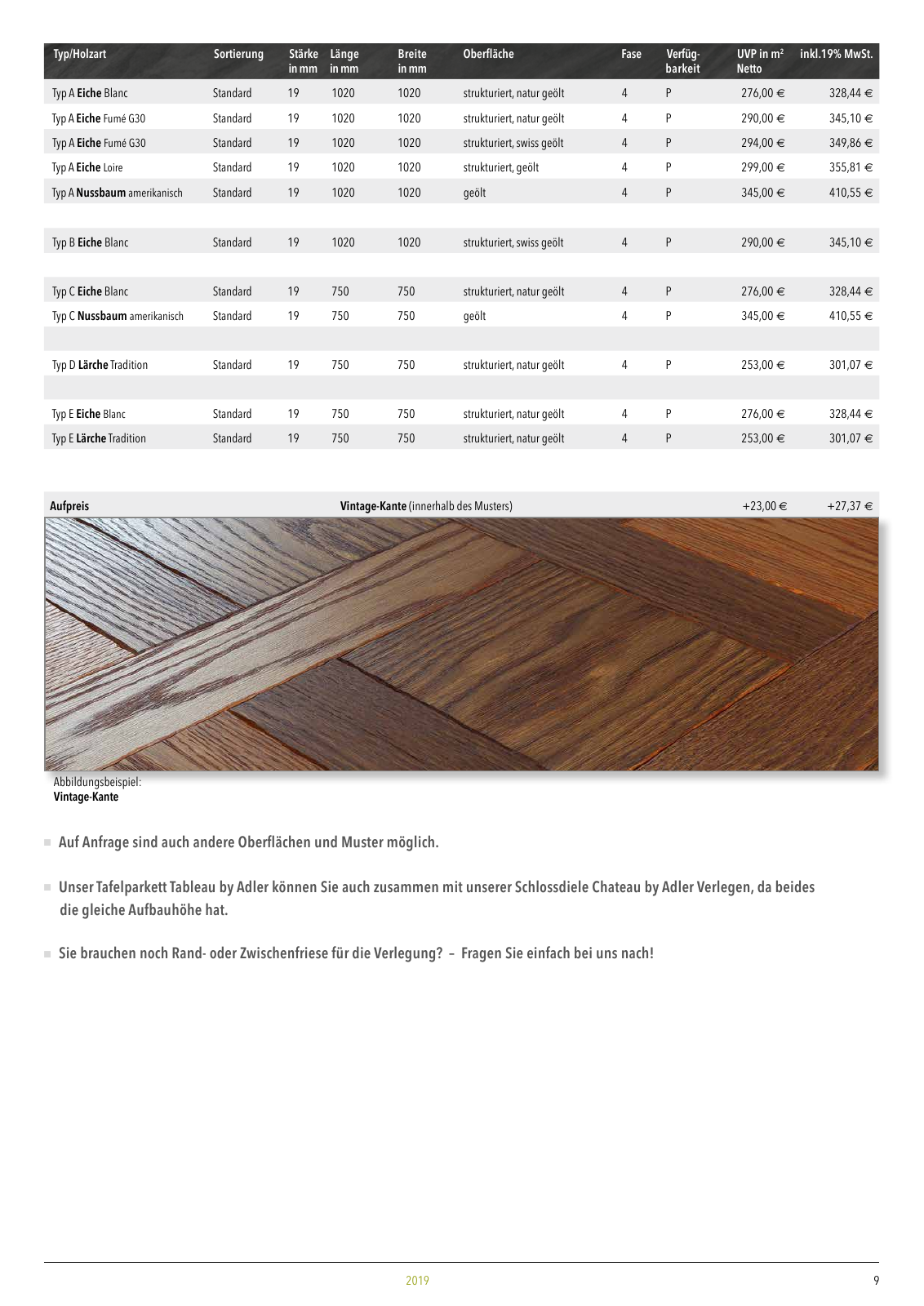 Vorschau Adler Parkett Preisliste 2019 Seite 9