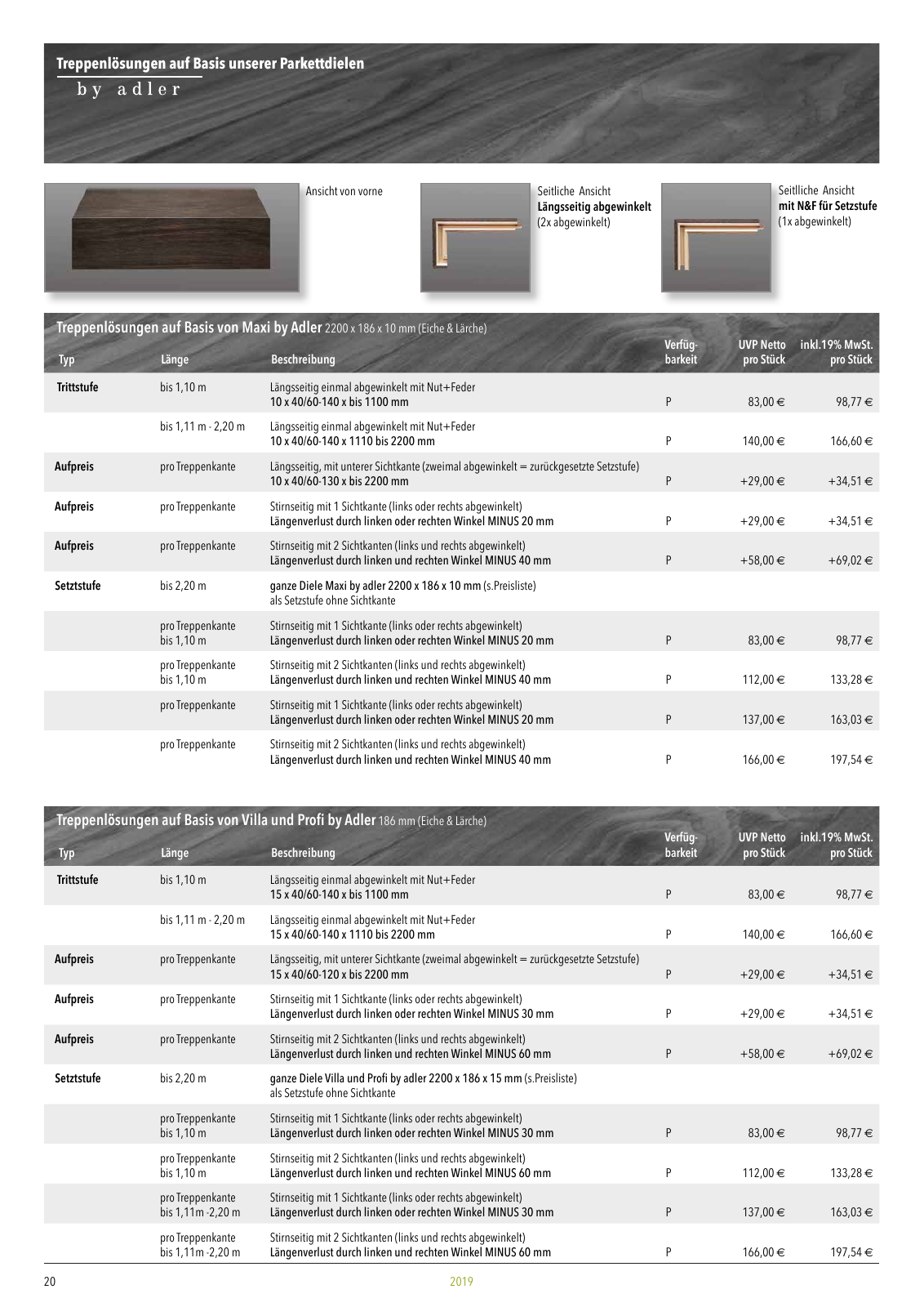 Vorschau Adler Parkett Preisliste 2019 Seite 20